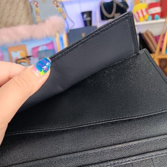 Vintage Gucci Dark Midnight Blue Wax Calf Leather Gold Turn Lock Wallet w/Box - Picture 12 of 16